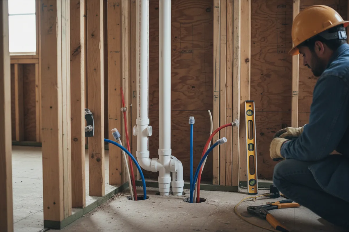 Drain and supply rough-in during Leak Detection in Kulpmont